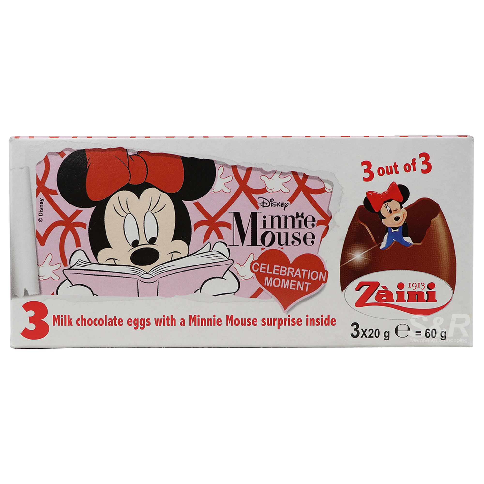 Zaini Minnie Mouse Milk Chocolate Eggs 3x20g Zaini Minnie Mouse Milk Chocolate Eggs 3x20g